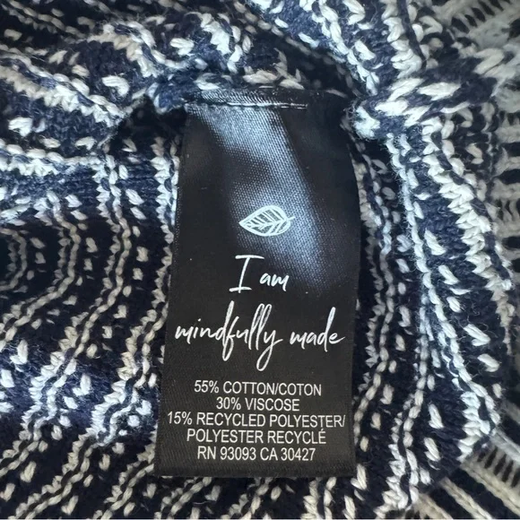 NWT NIC+ZOE Easy Tuck Stitch Pullover Sweater Split Neck Blue Size Medium - Picture 9 of 10